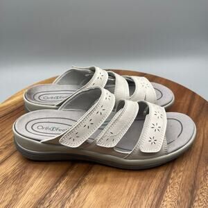 OrthoFeet 924 Sahara Sandals Womens Size 10 D White Slide Comfort Casual Walking